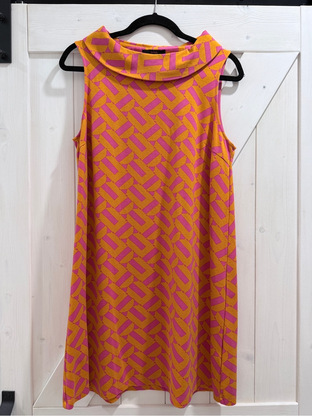 Trina Turk Bold Pink and Orange Geometric Shift Dress